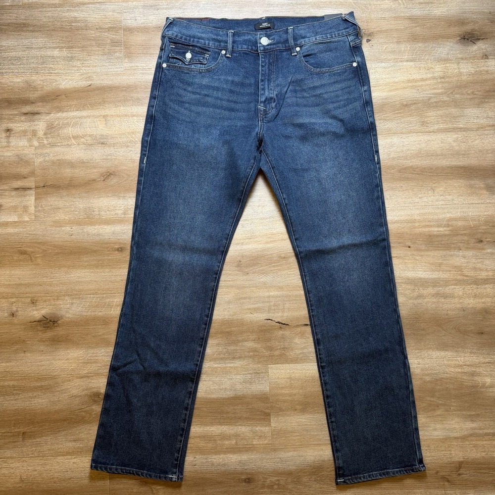 True Religion Jeans Men 36x34 Ricky Relaxed Straight Stretch Flap T Pockets NEW - Picture 3 of 13